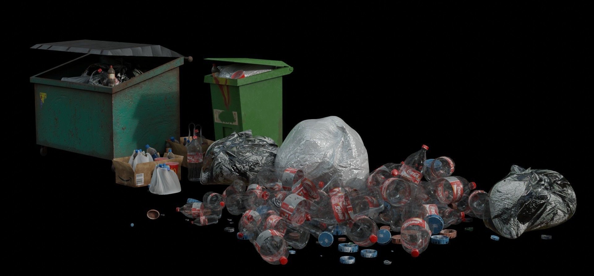  Garbage Kit - 3D Asset  Low poly 3D model Low-poly 3D model_2
