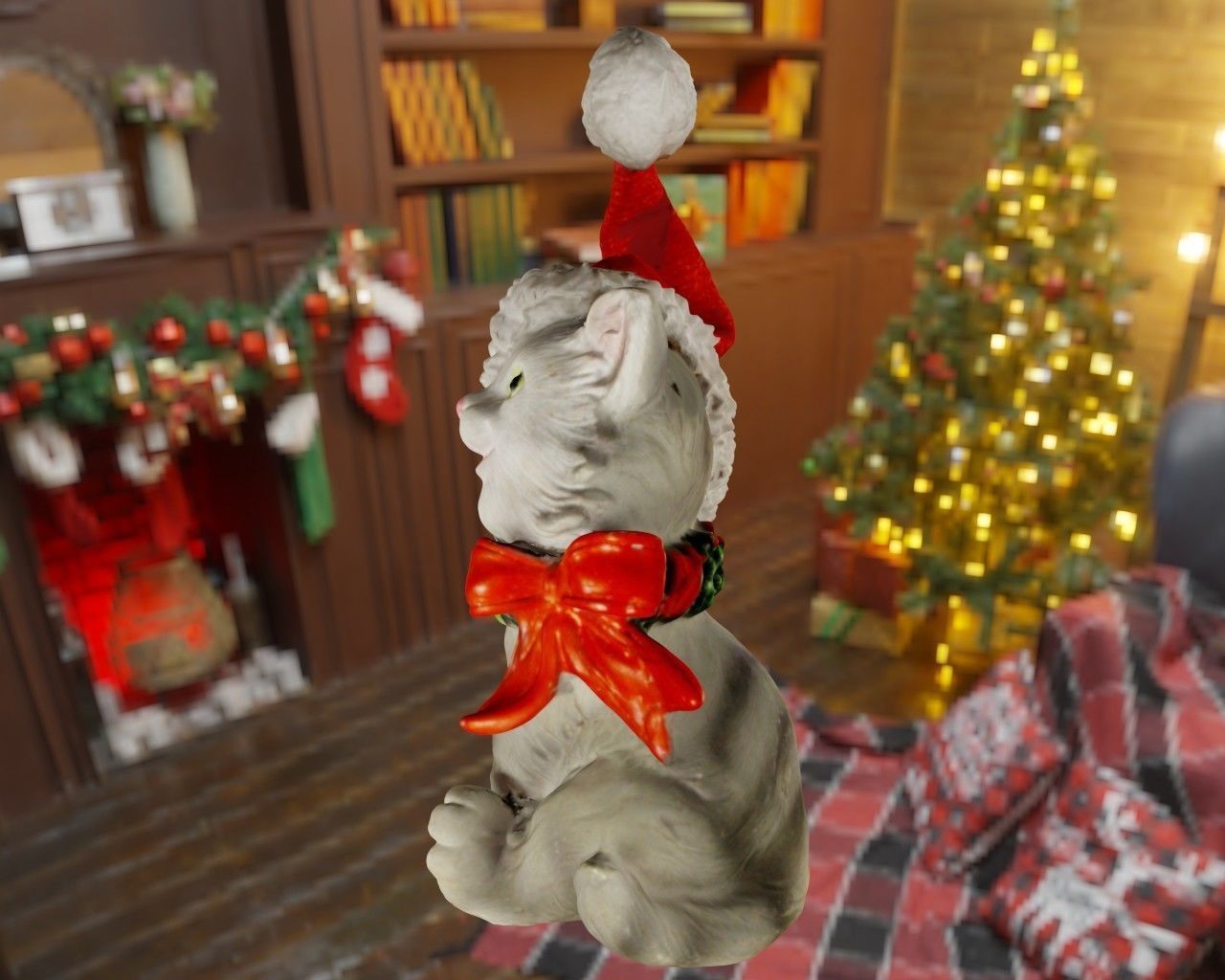 Christmas Cat  3D print model_3