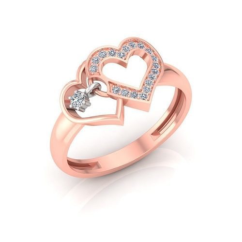 Solitaire Wedding Engagement Women Heart Band Ring  3D print model