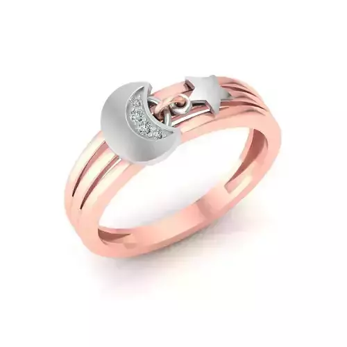 Solitaire Wedding Engagement Women Star Moon Band Ring  3D print model