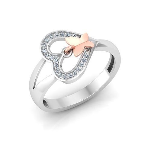 Solitaire Wedding Engagement Women Heart Band Ring  3D print model