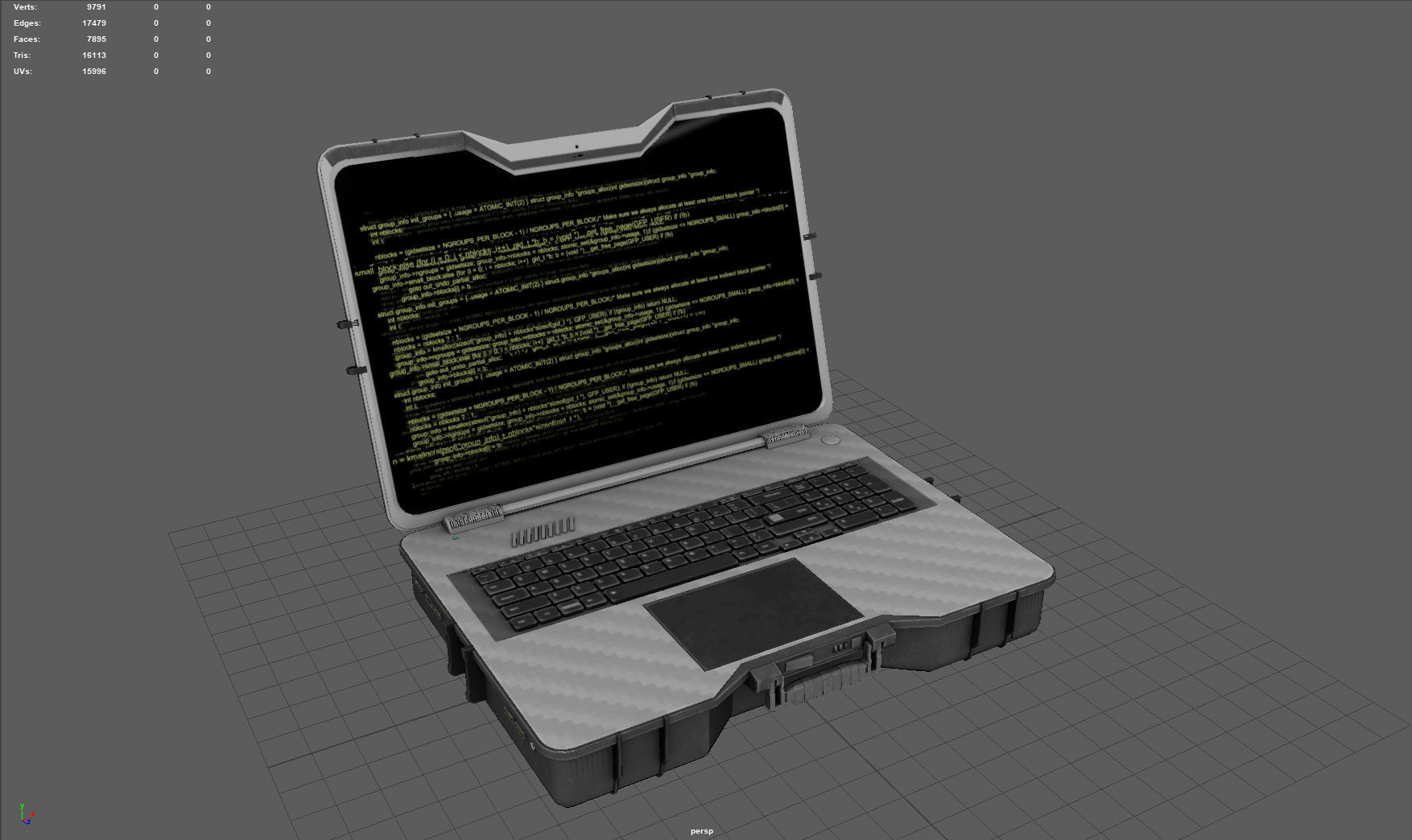 Tactical Laptop Low-poly 3D model_5