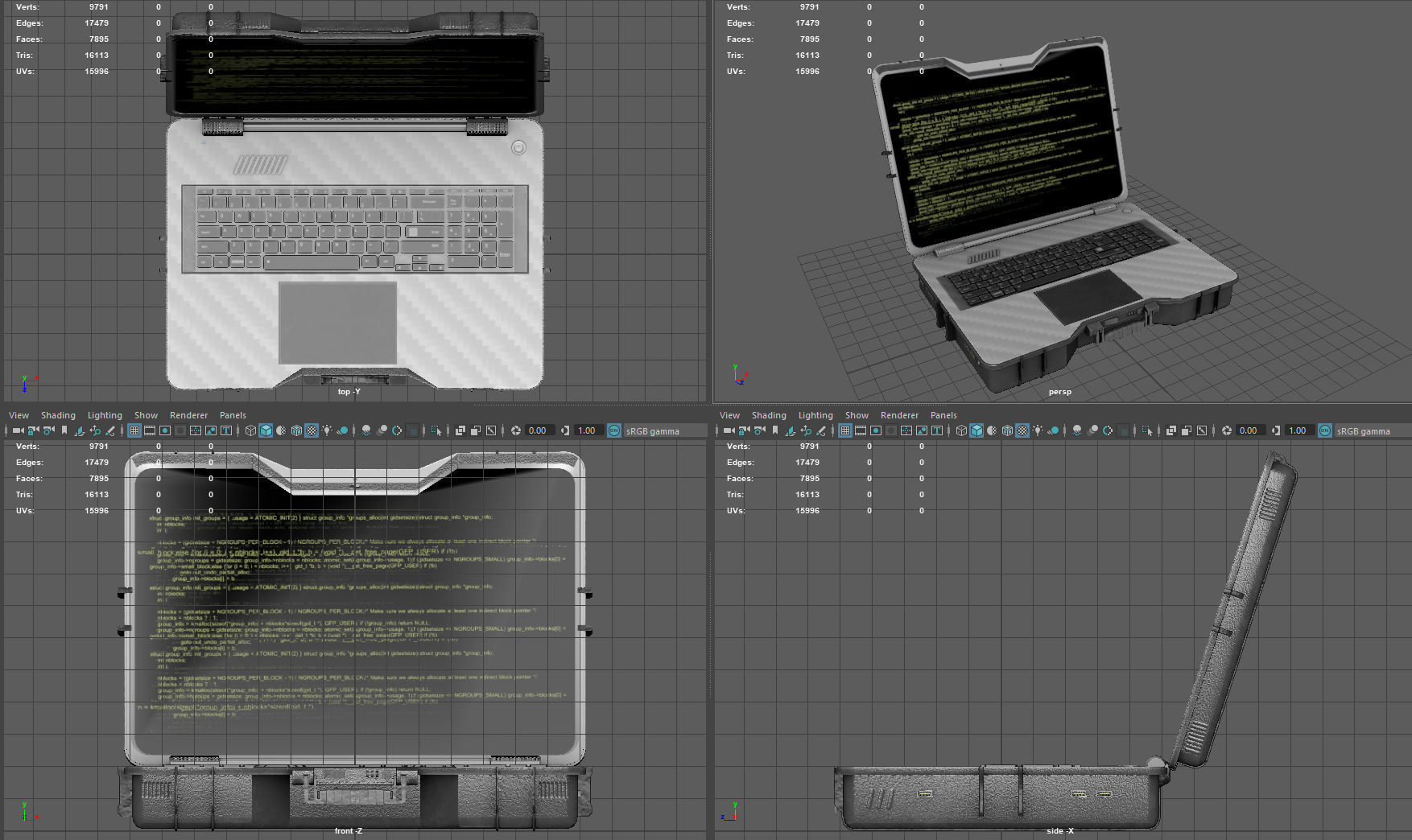 Tactical Laptop Low-poly 3D model_8