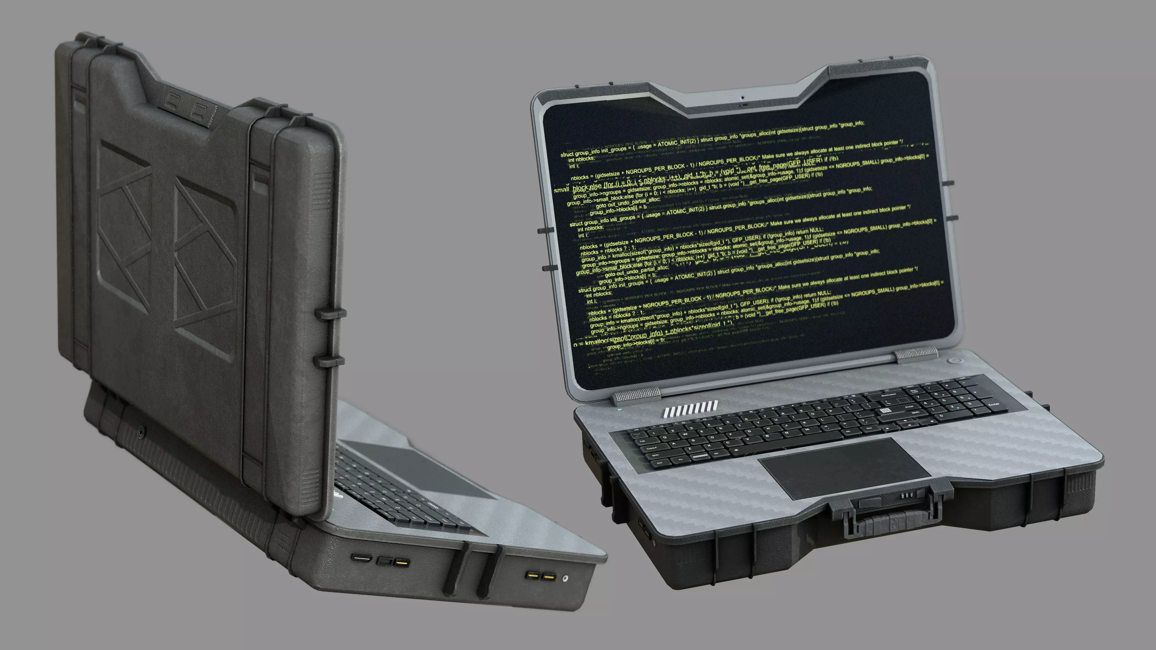 Tactical Laptop Low-poly 3D model_0