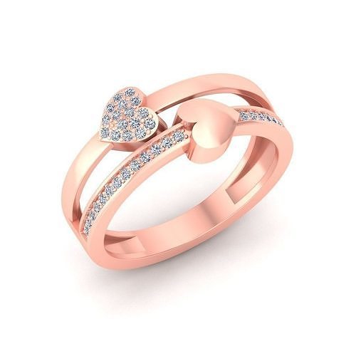 Solitaire Wedding Engagement Women Heart Band Ring  3D print model