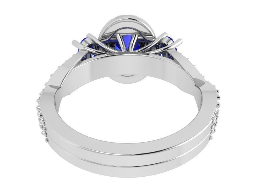 3-stone blue diamond stone ring 3396 3D print model  3D print model_3