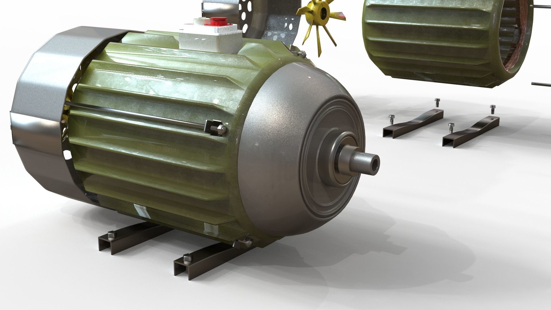 Electric motor stator rotor armature winding exploded model 3D model