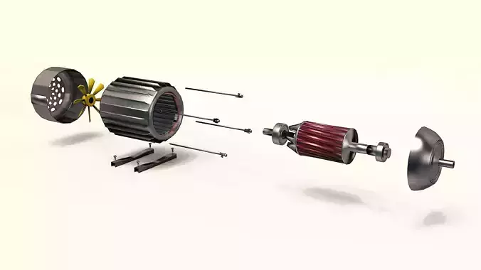 Electric motor  stator  rotor armature winding exploded model 3D model
