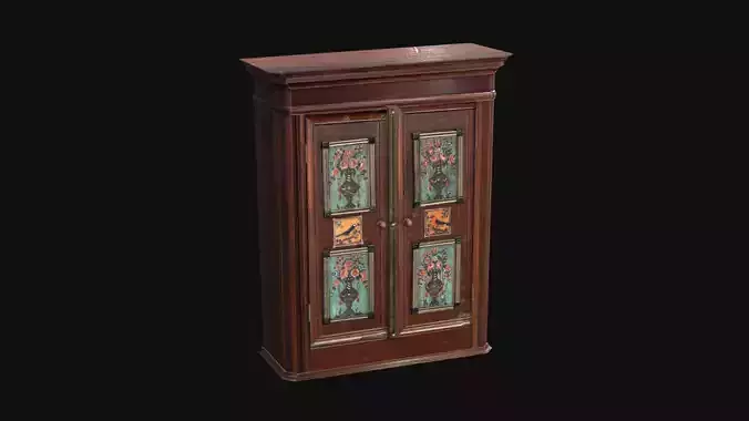 Closet wooden cabinet with painted doors