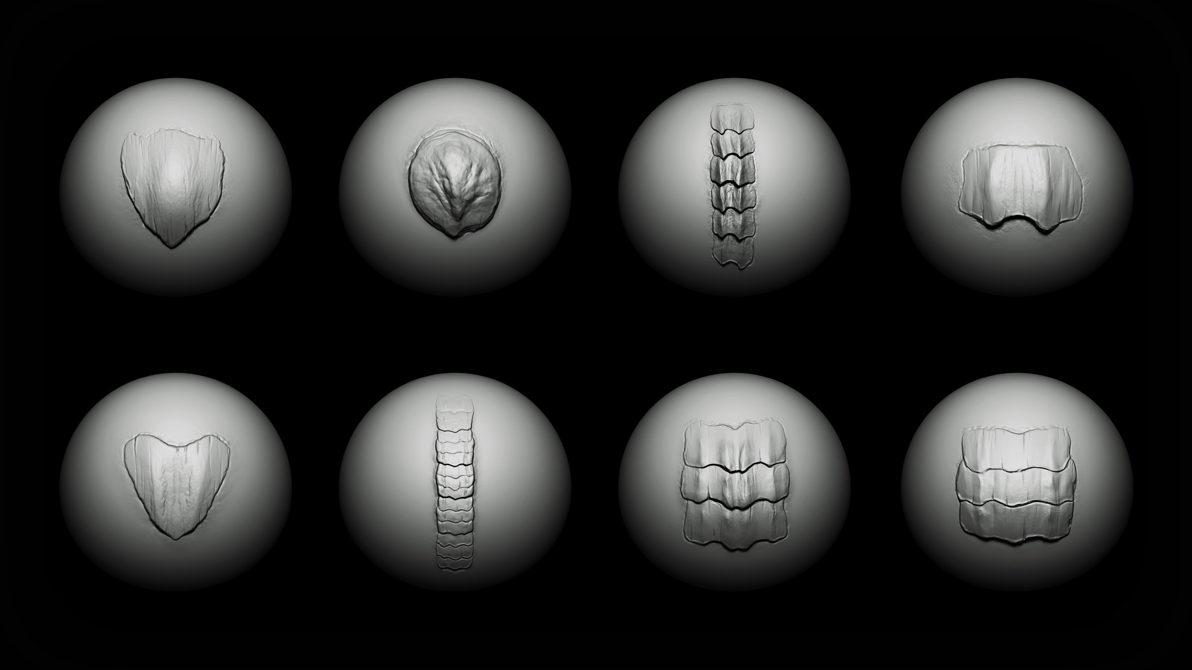 Zbrush Blender - 40 Scales and Skins Brushes 3D model_6