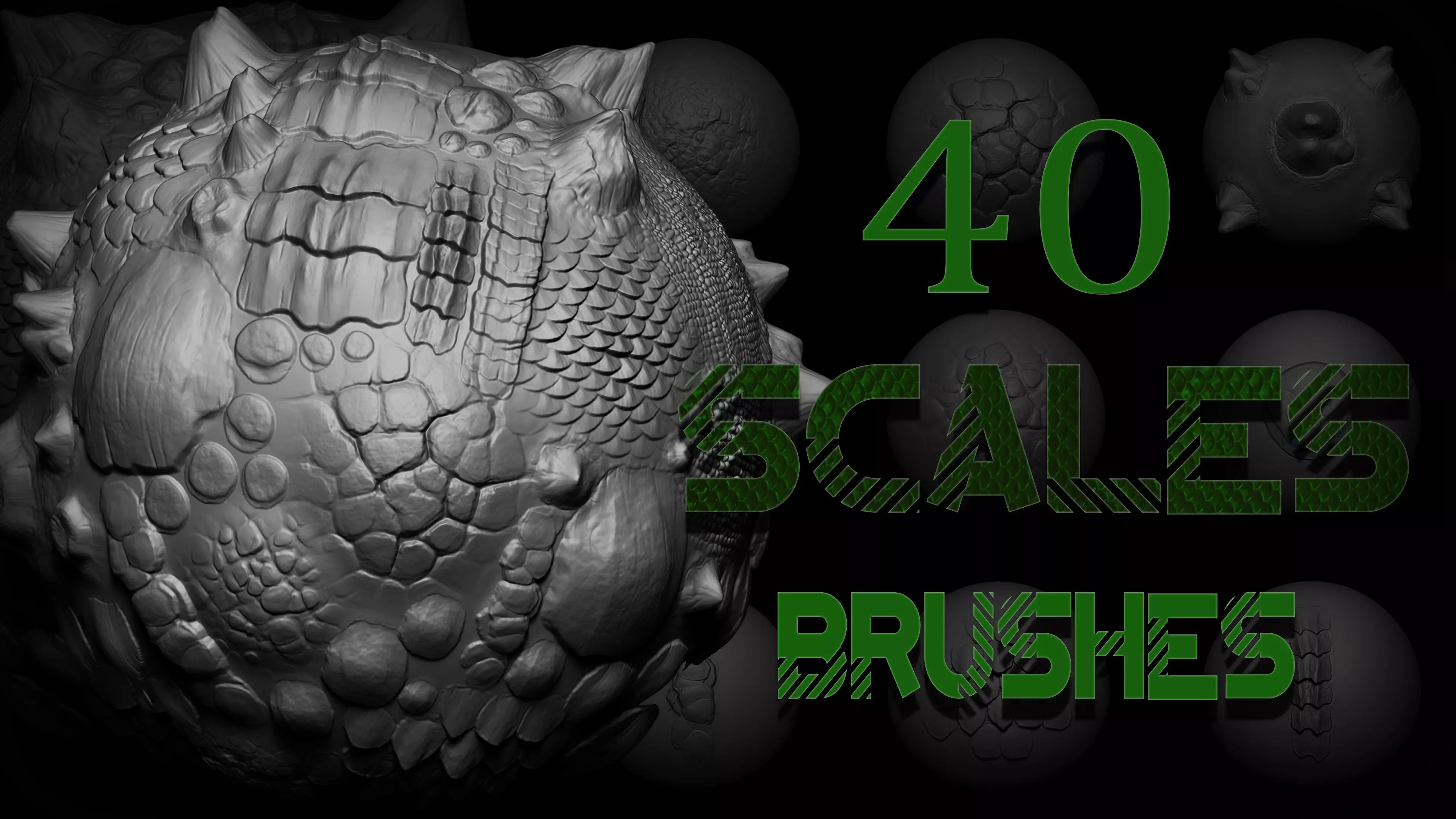 Zbrush Blender - 40 Scales and Skins Brushes 3D model_0