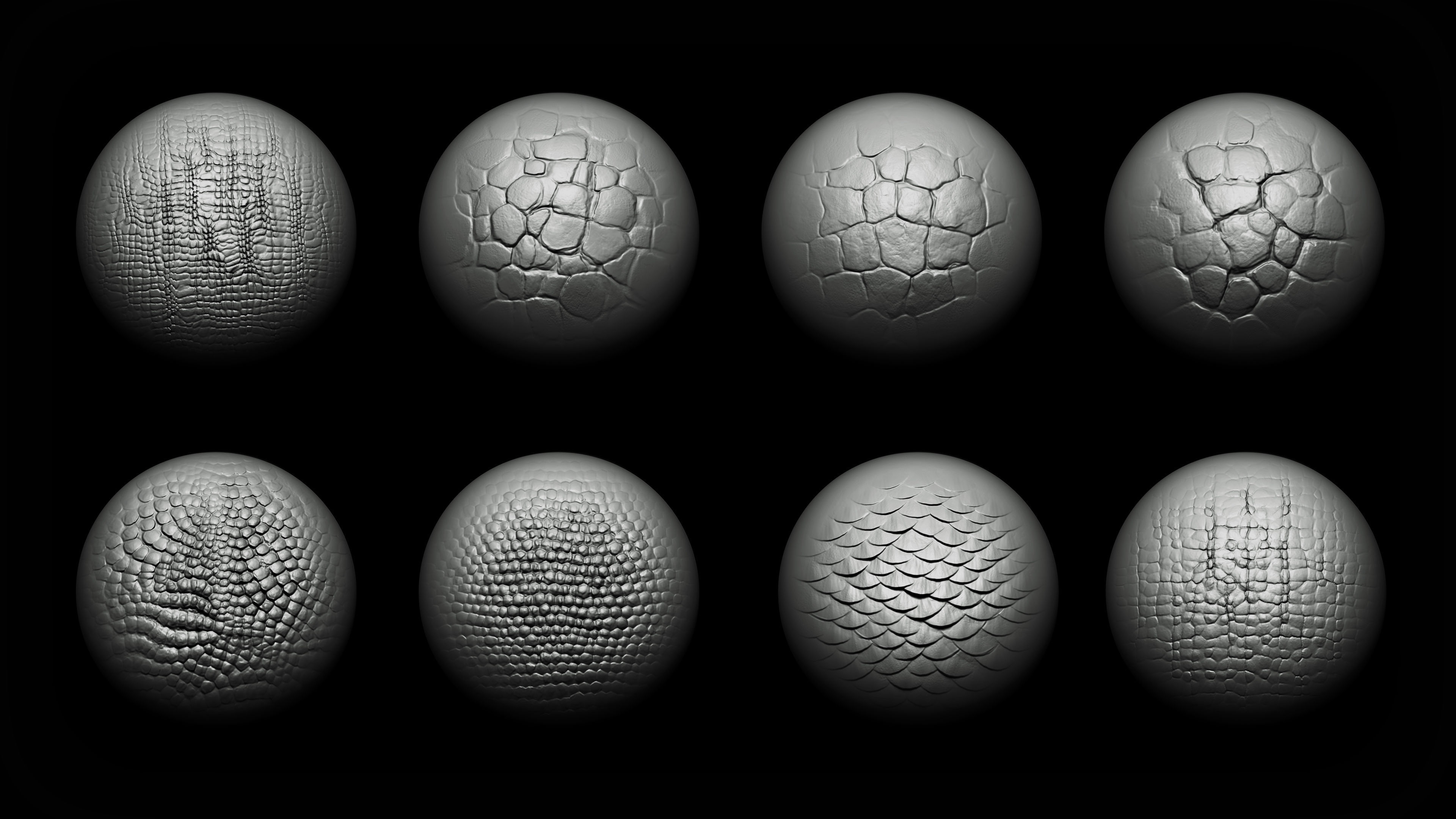 Zbrush Blender - 40 Scales and Skins Brushes 3D model_8