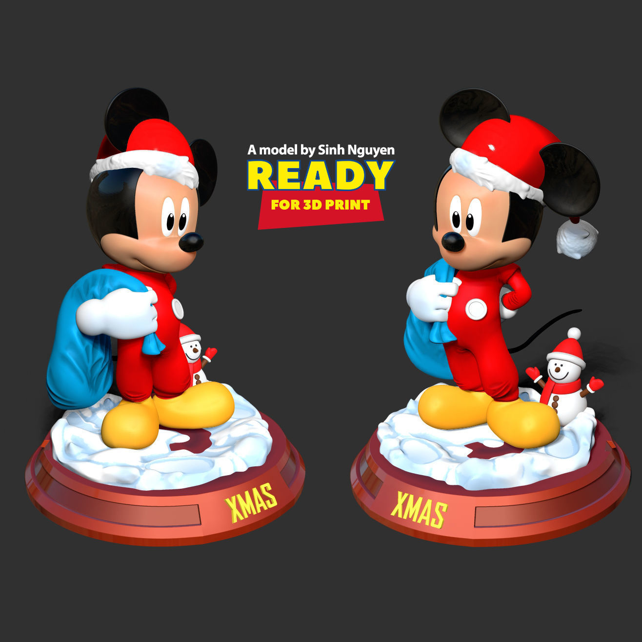Santa Mickey Mouse 3D print model_3