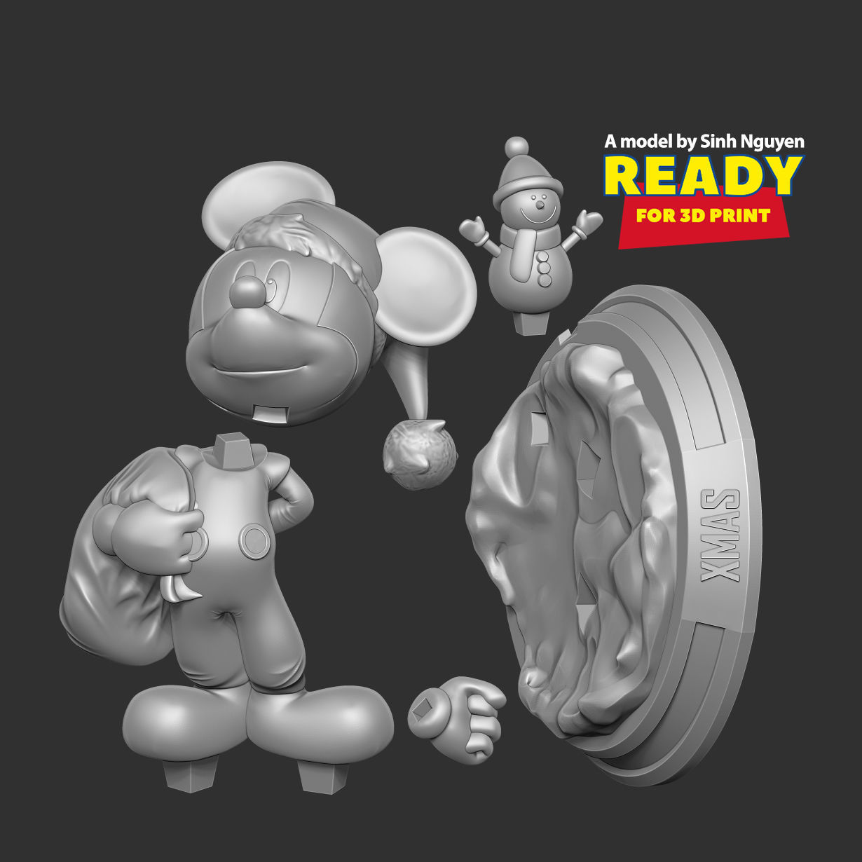 Santa Mickey Mouse 3D print model_2