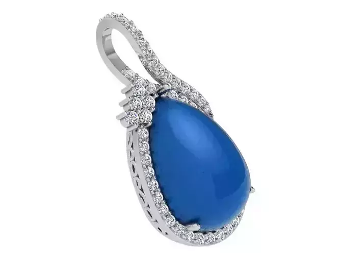 Pear Shape Halo Blue Diamond pendant  3402 3D print model