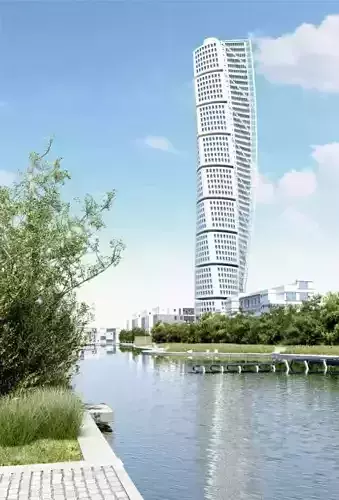 Skyscraper Surrounded By The Lake
