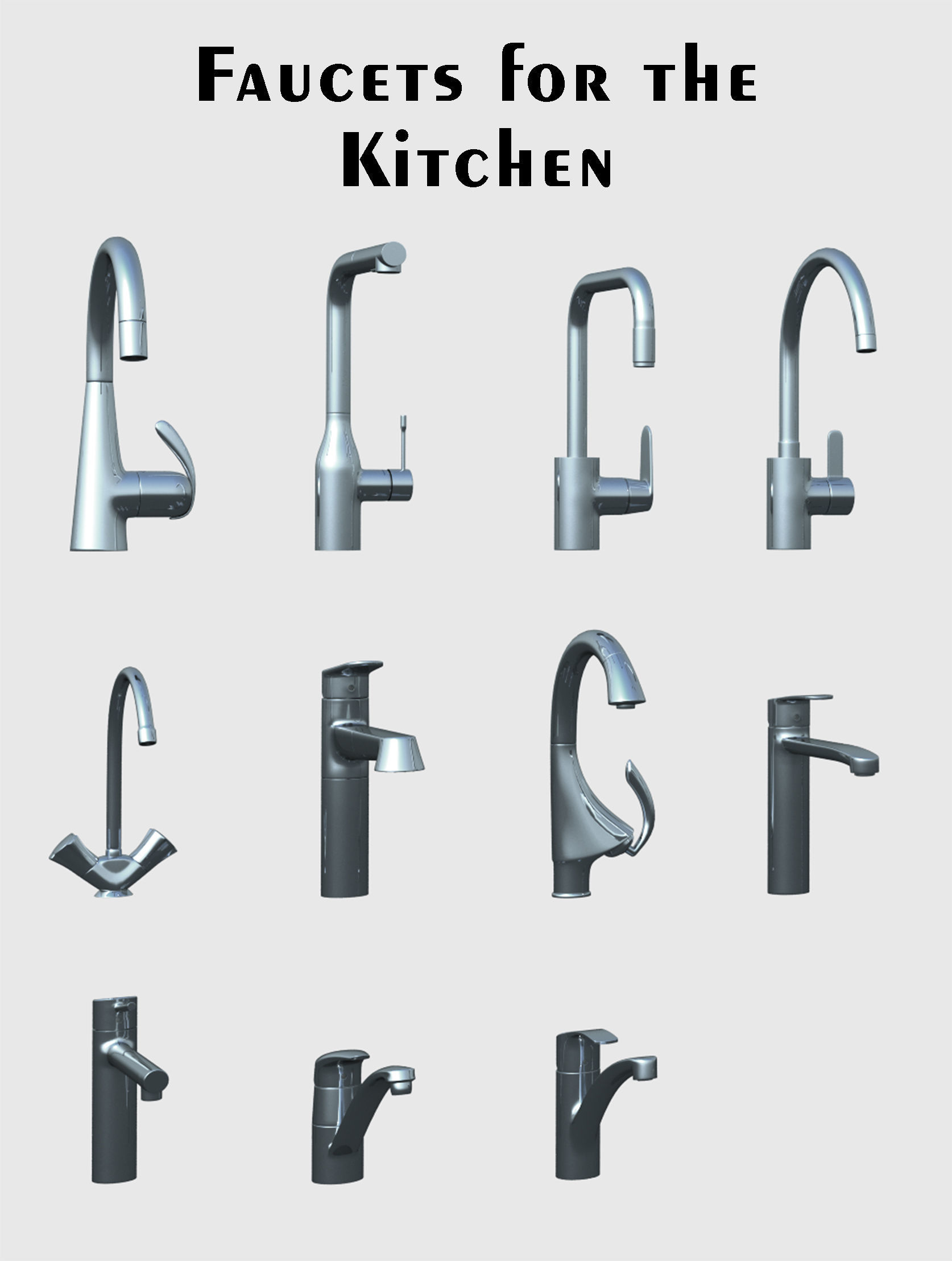 Kitchen and Bath Faucets collection 3D model_1