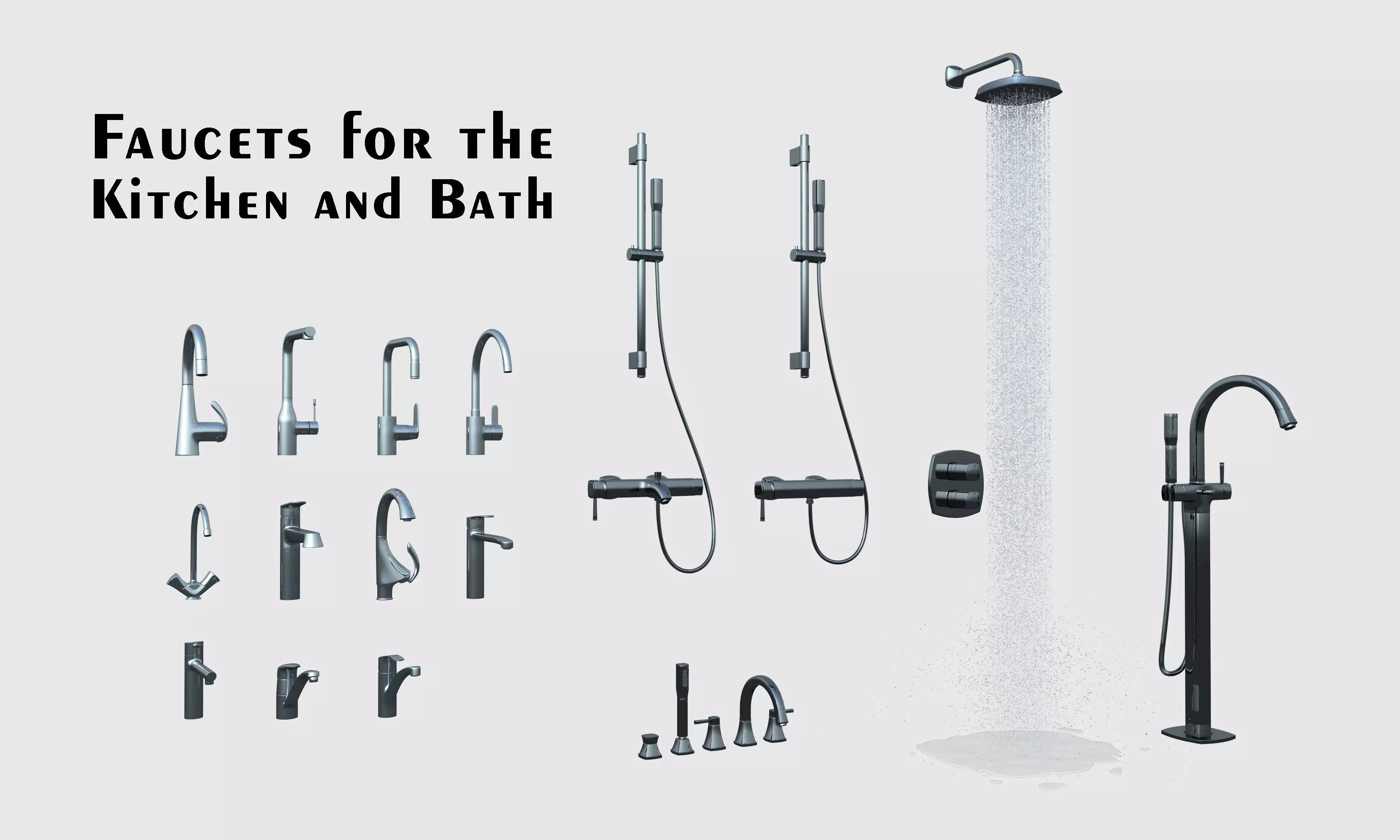 Kitchen and Bath Faucets collection 3D model_0
