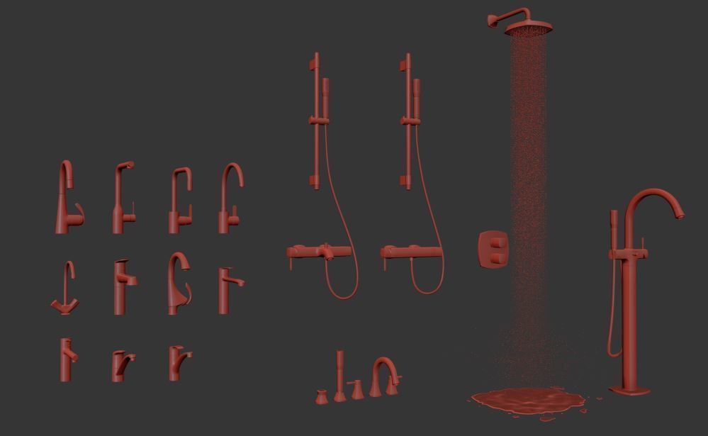 Kitchen and Bath Faucets collection 3D model_4