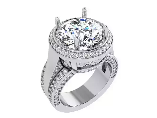 Oval Halo Diamond ring  3407 3D print model 