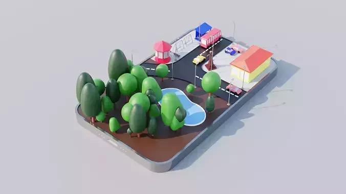 Mobile City 02 Low-poly 3D model