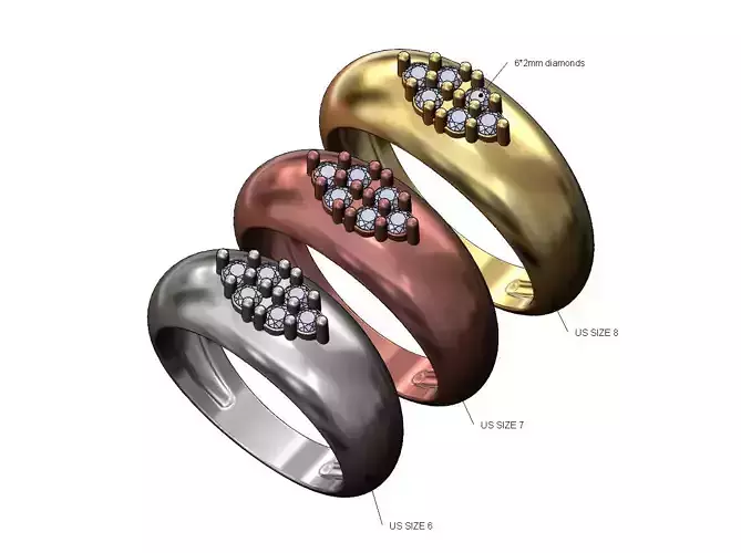 Diamond cluster dome ring US sizes 6 7 8