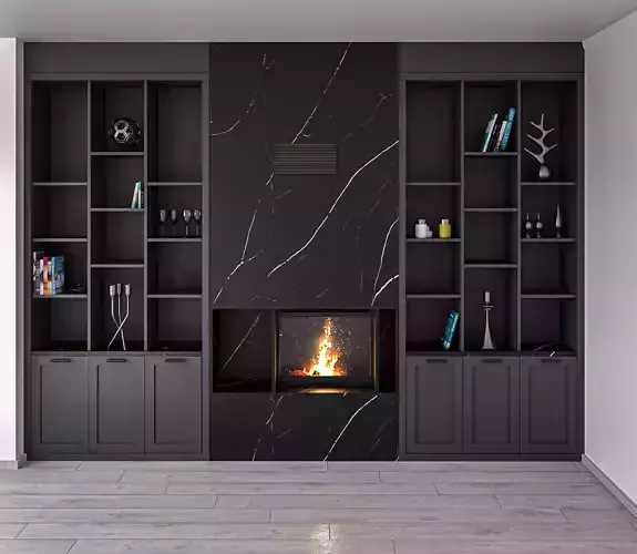 Decorative Fire Place Wall Low-poly 3D model