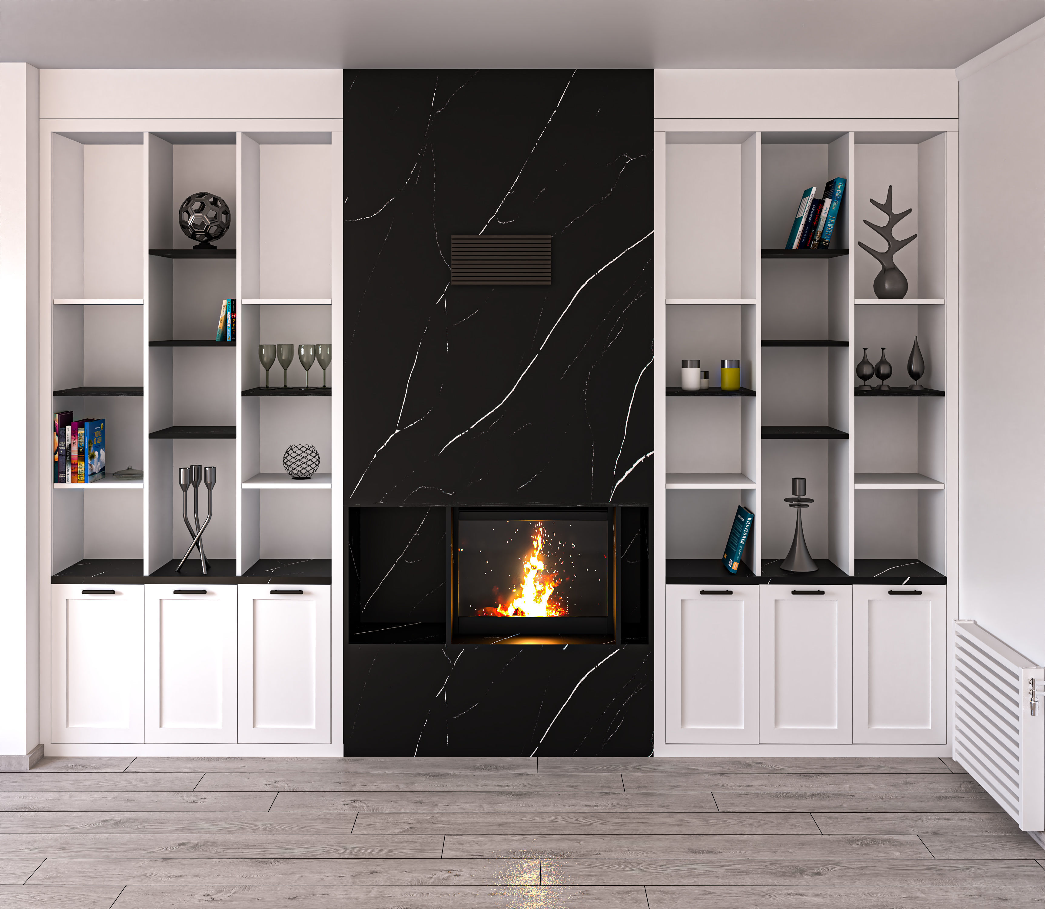 Decorative Fire Place Wall Low-poly 3D model_1