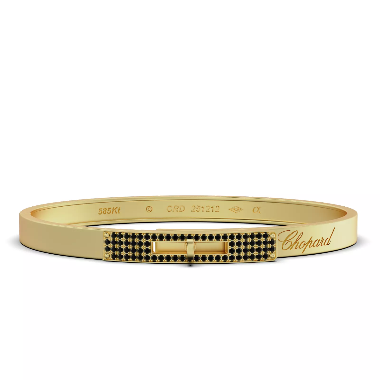 Braclet gold bangle with diamonds 3D print model