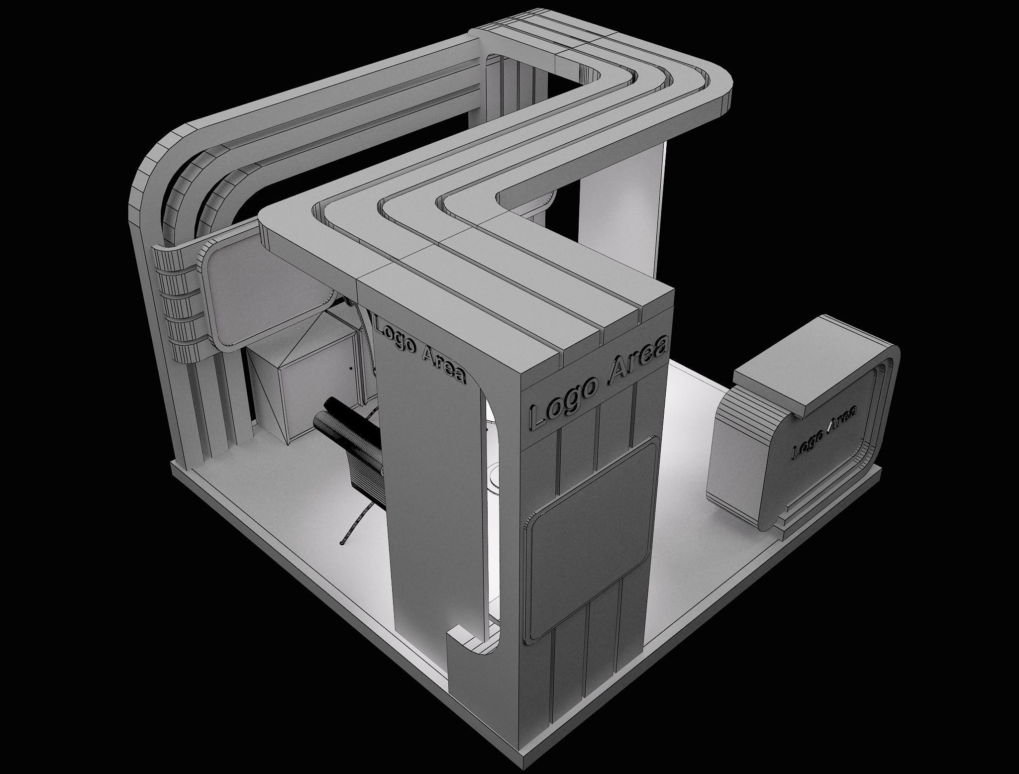 Booth Exhibition Stand a114 3D model_1