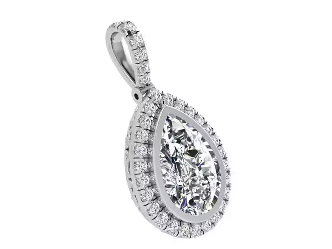 Luxurious pear diamond pendant 3408 3D print model 