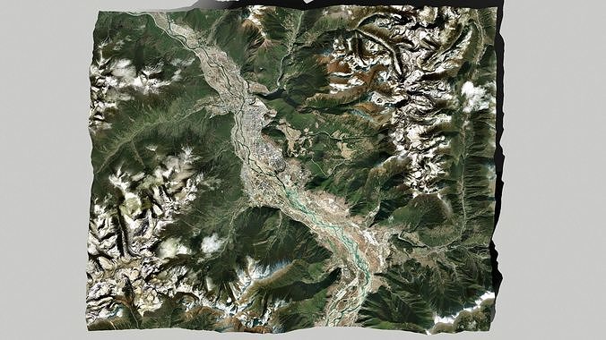 Cityscape Nyingchi Tibet China 3D model 2