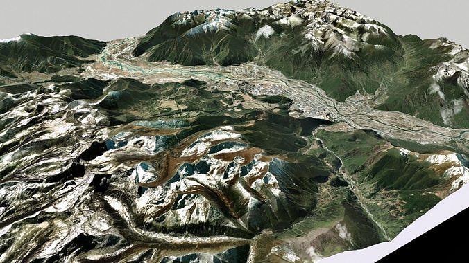 Cityscape Nyingchi Tibet China 3D model 7