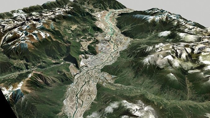 Cityscape Nyingchi Tibet China 3D model 6