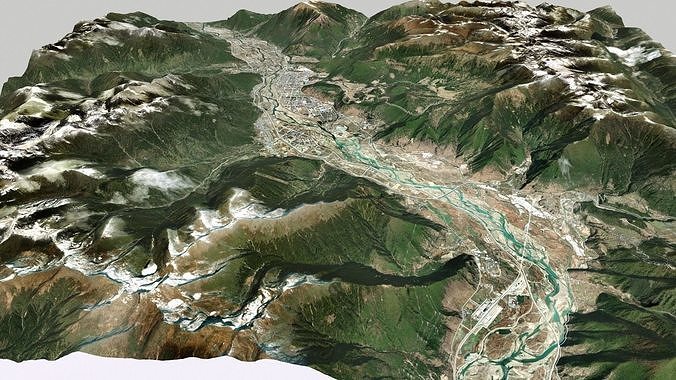 Cityscape Nyingchi Tibet China 3D model 3