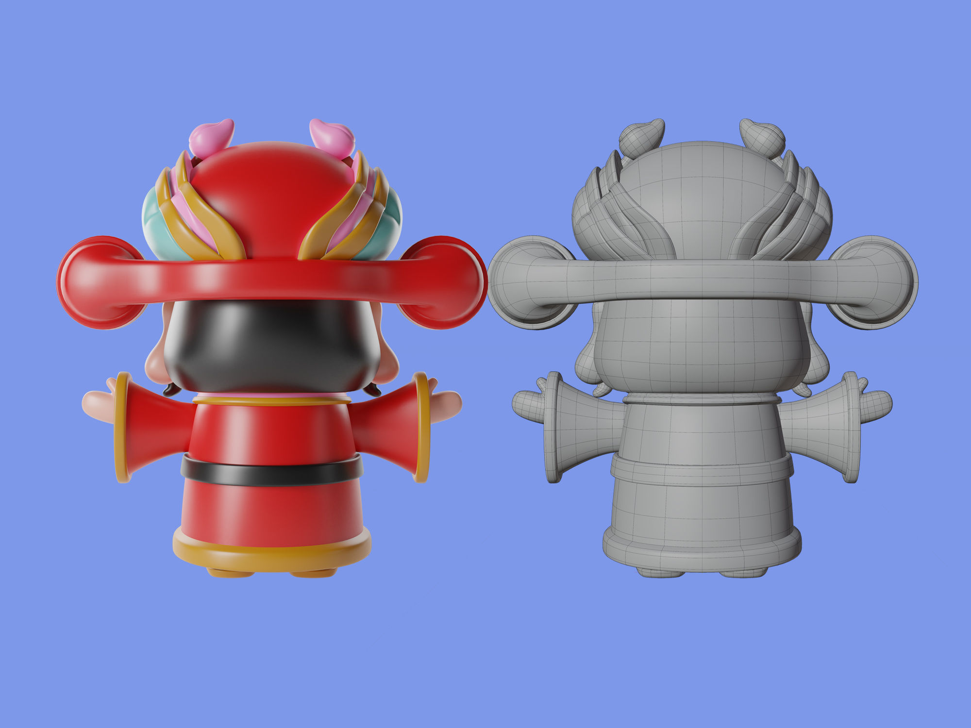 3d Character Chinese God of wealth 3D model_5