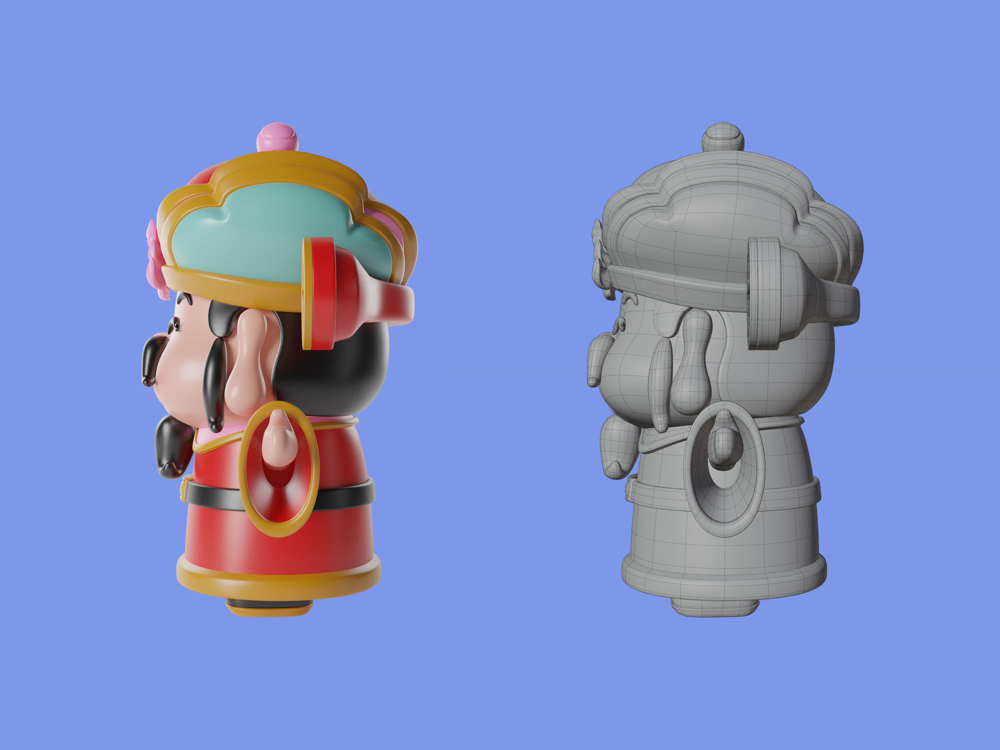 3d Character Chinese God of wealth 3D model_2