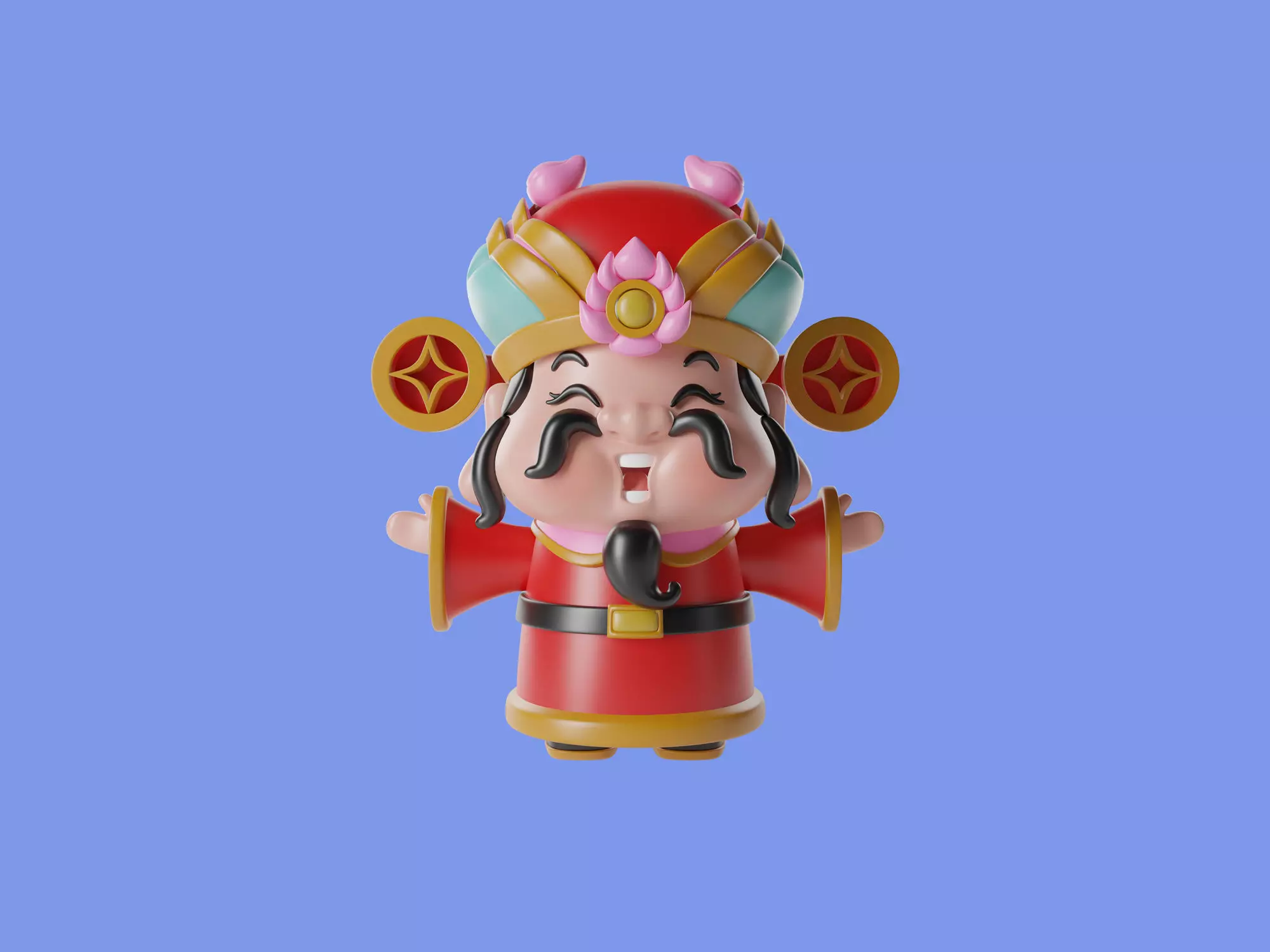 3d Character Chinese God of wealth 3D model_0