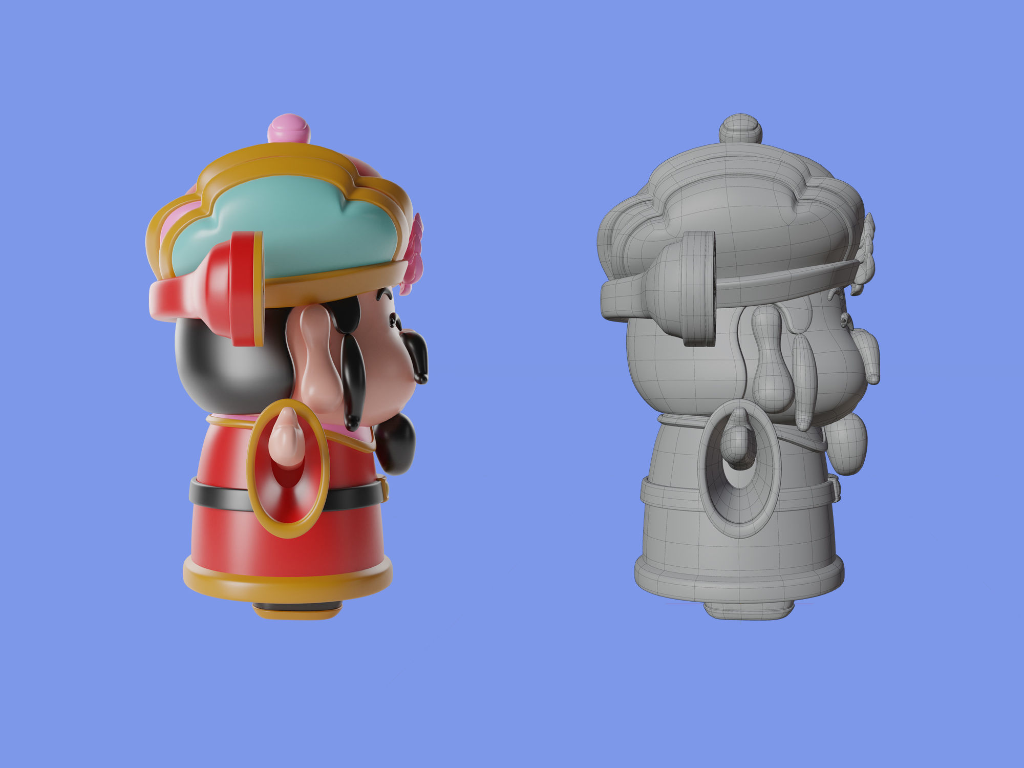 3d Character Chinese God of wealth 3D model_4