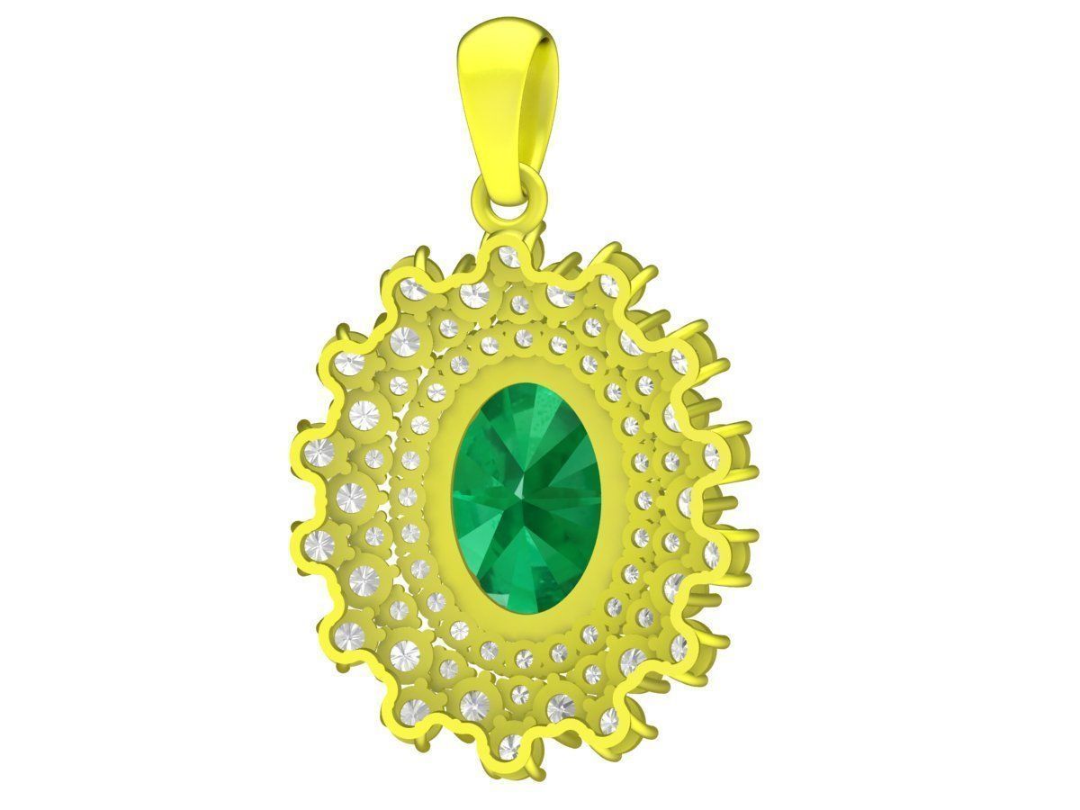 luxury oval diamond asian woman pendant 4263 3D print model_8