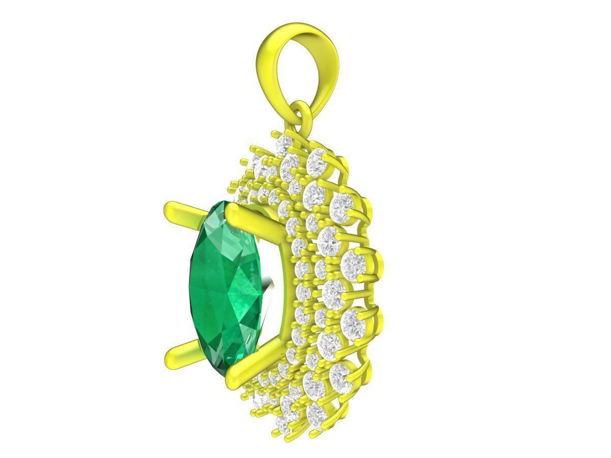 luxury oval diamond asian woman pendant 4263 3D print model_7