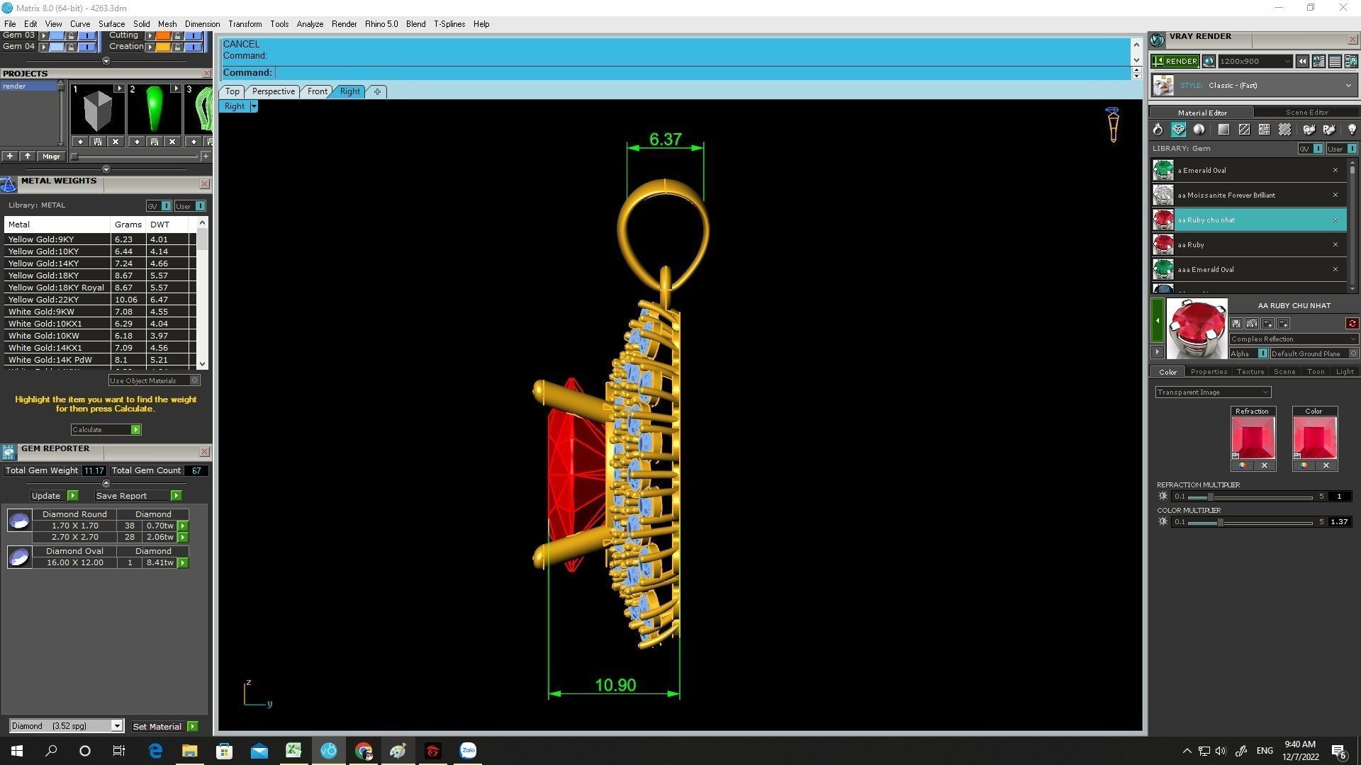 luxury oval diamond asian woman pendant 4263 3D print model_3