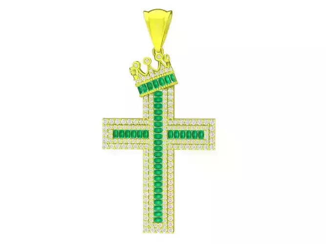 luxury diamond cross with crown pendant 4264