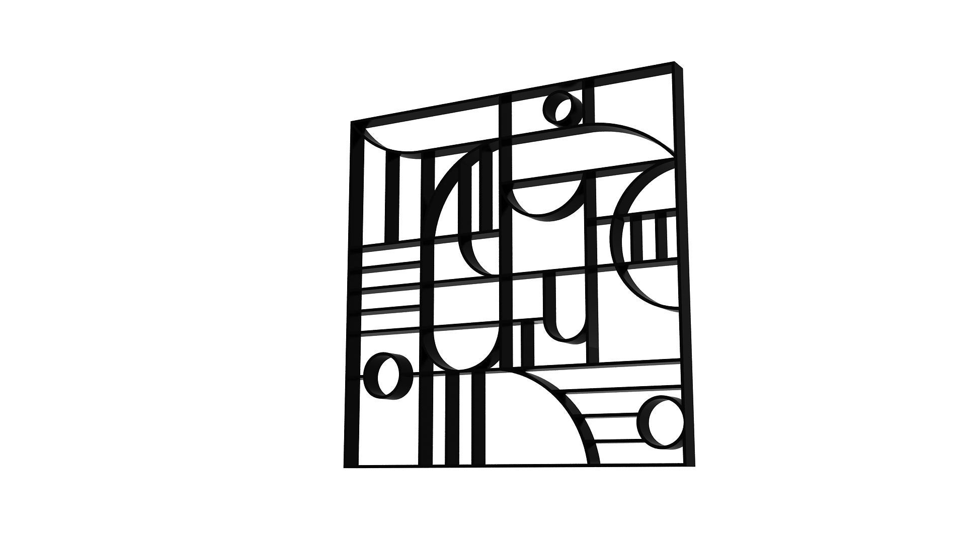 3D Decorative Partition Black 3D model_4