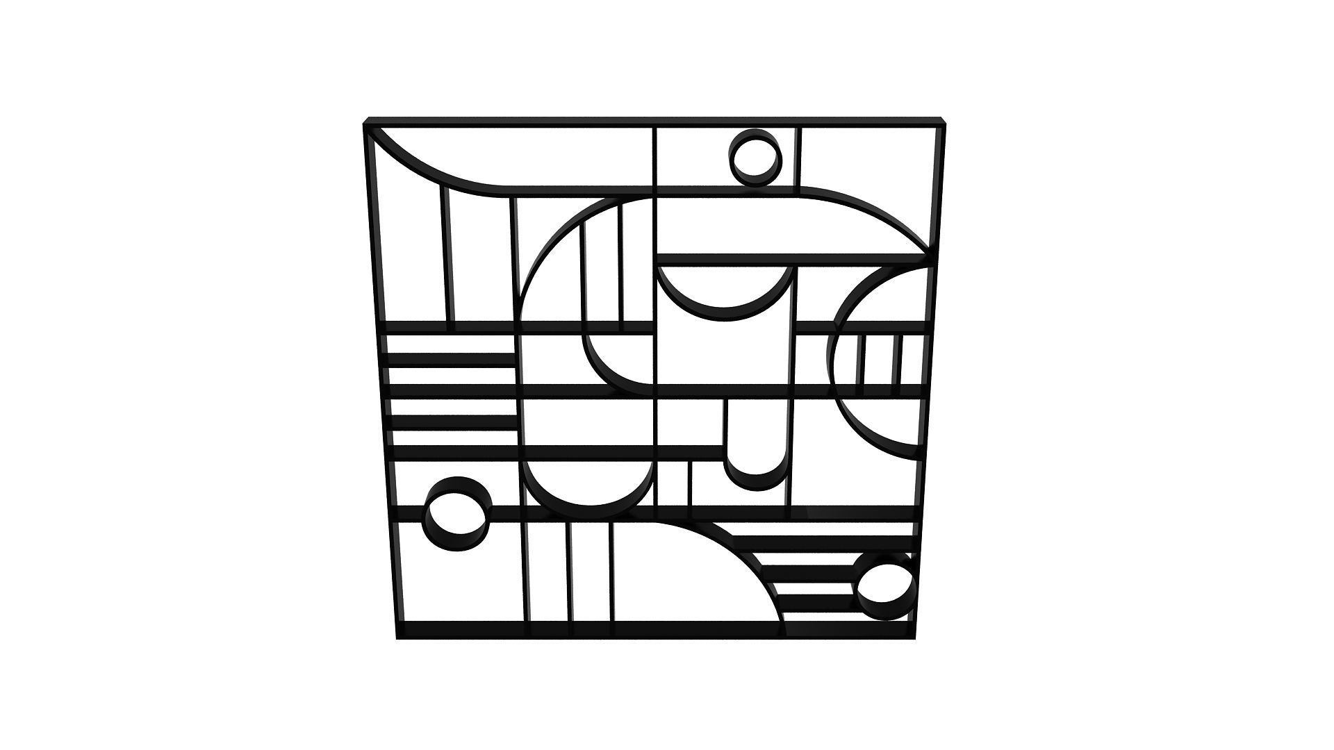 3D Decorative Partition Black 3D model_3