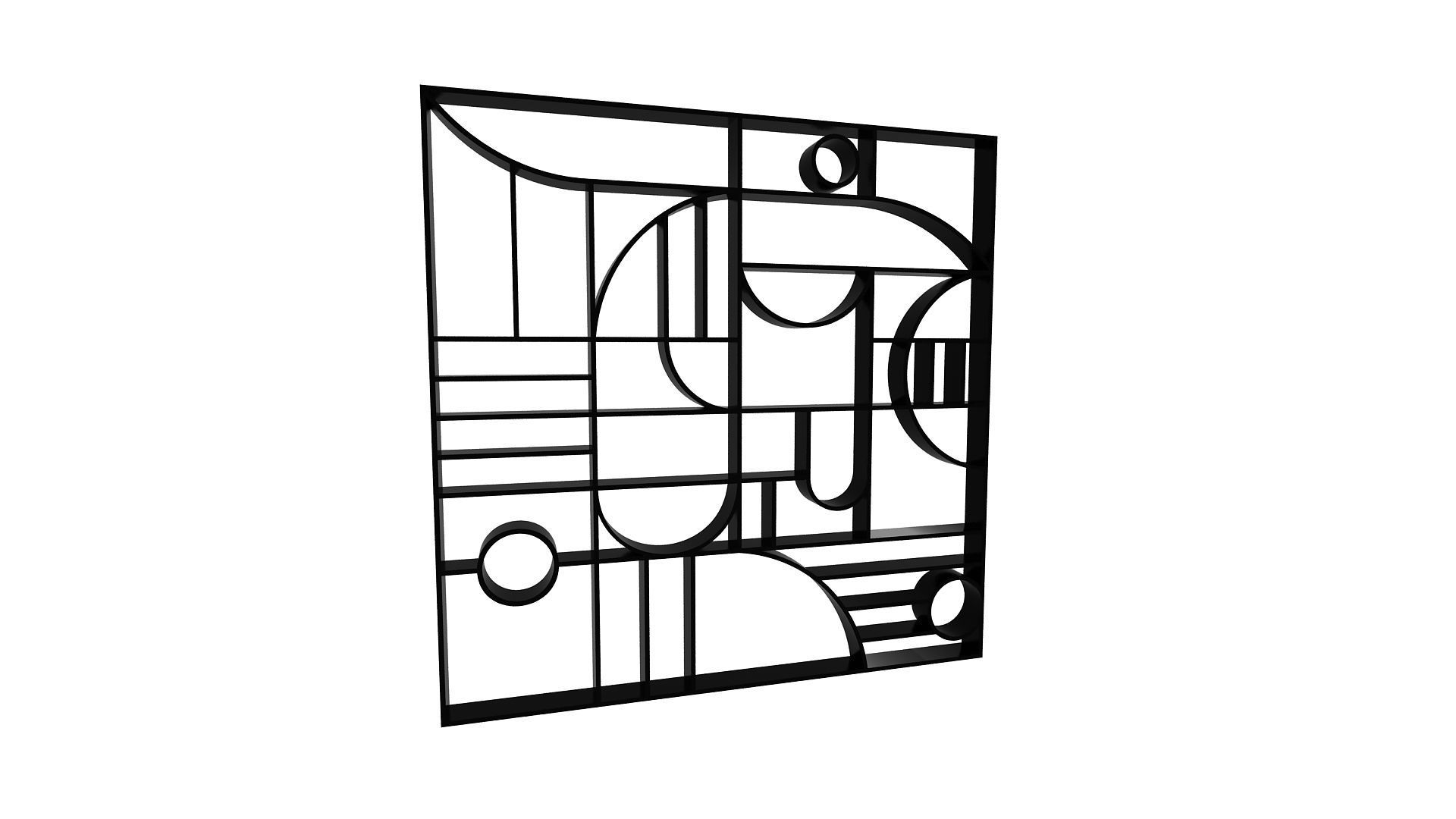 3D Decorative Partition Black 3D model_2