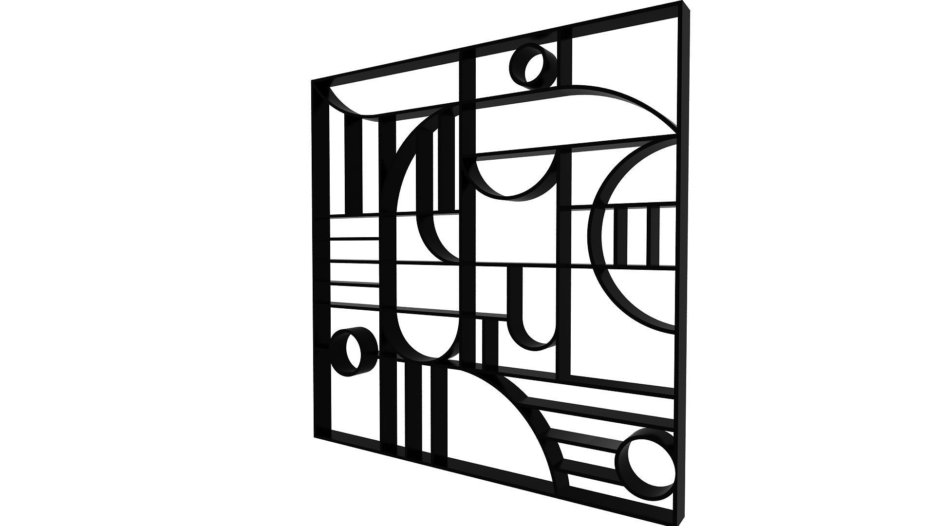 3D Decorative Partition Black 3D model_1