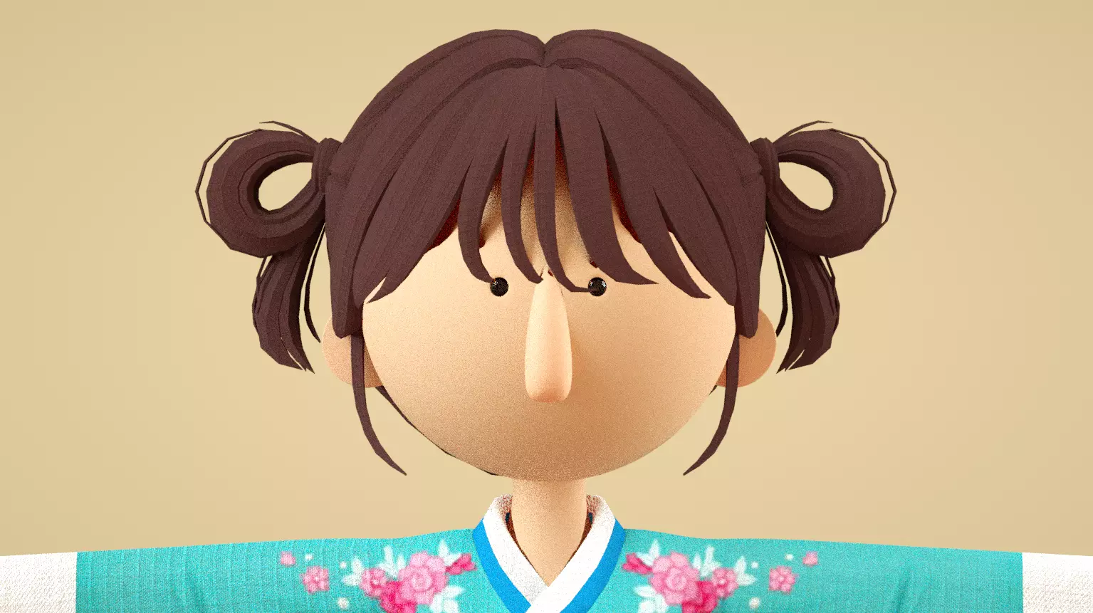 cartoon hanbok girl 3D model