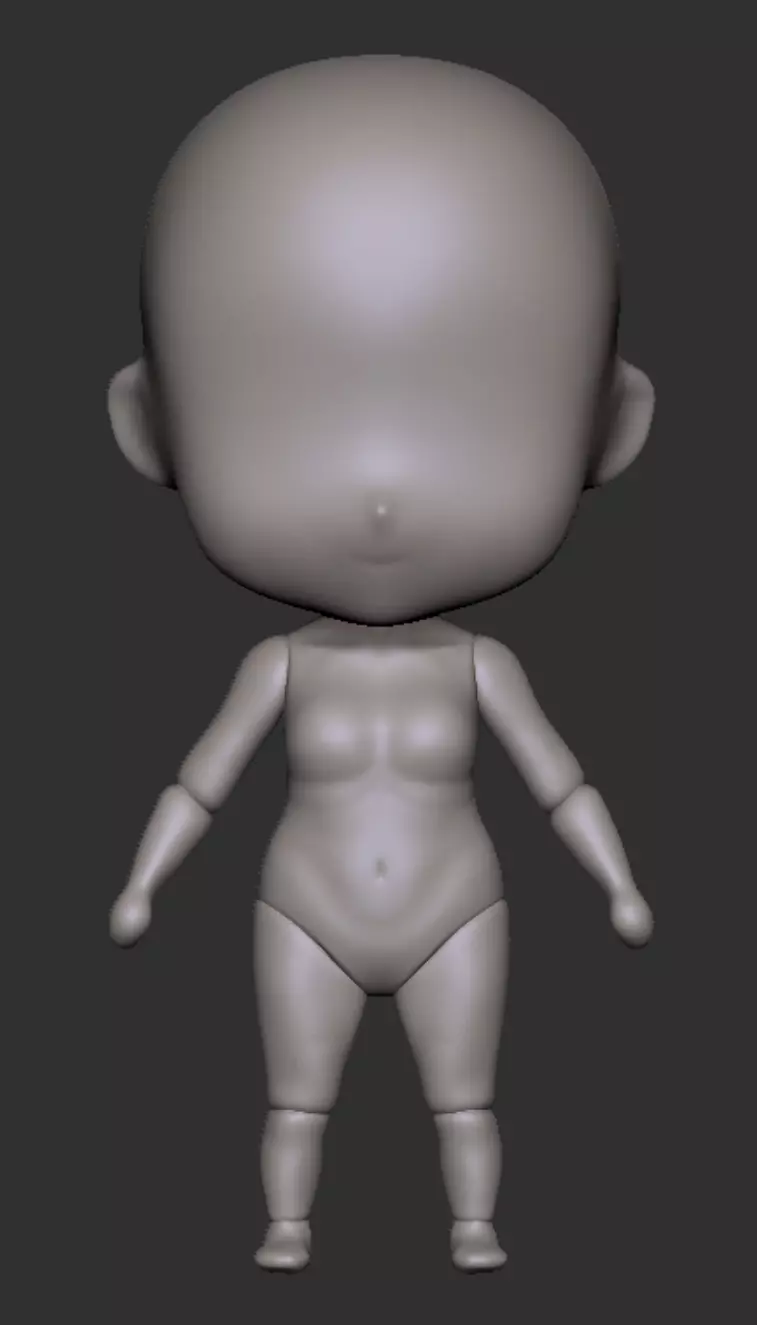 Q version basic nude model 3D model_0