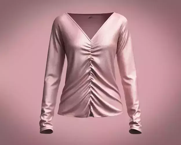 Girls V-neck long sleeve top in Silk